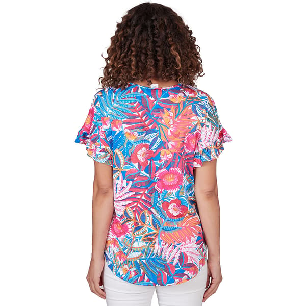 Womens Ruby Rd. Bright Blooms Rainforest Tropical Tee