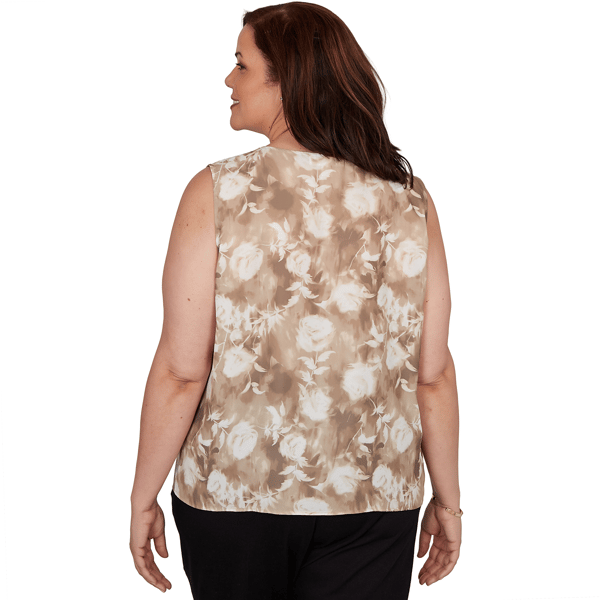 Plus Size Emaline Verde Grove II Sleeveless Keyhole Neck Blouse