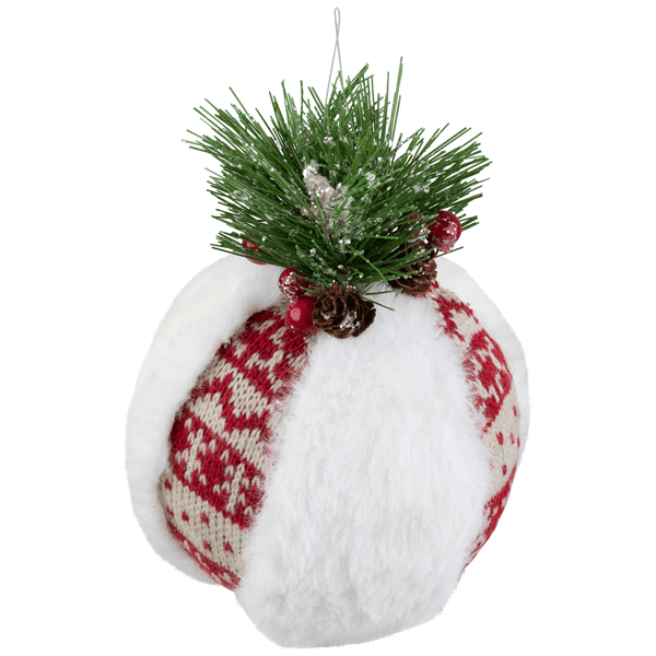 Northlight Faux Fur & Nordic Christmas Ball Ornament - 8in.