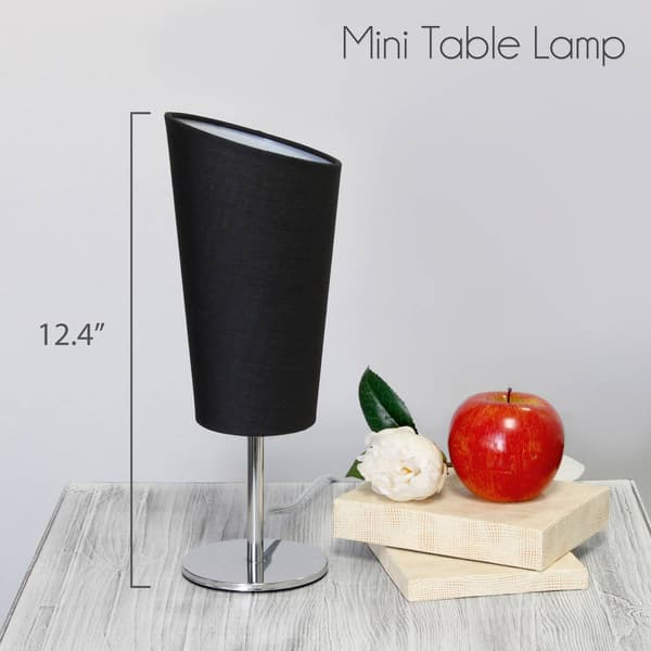 Simple Designs Mini Chrome Mini Table Lamp w/Angled Fabric Shade