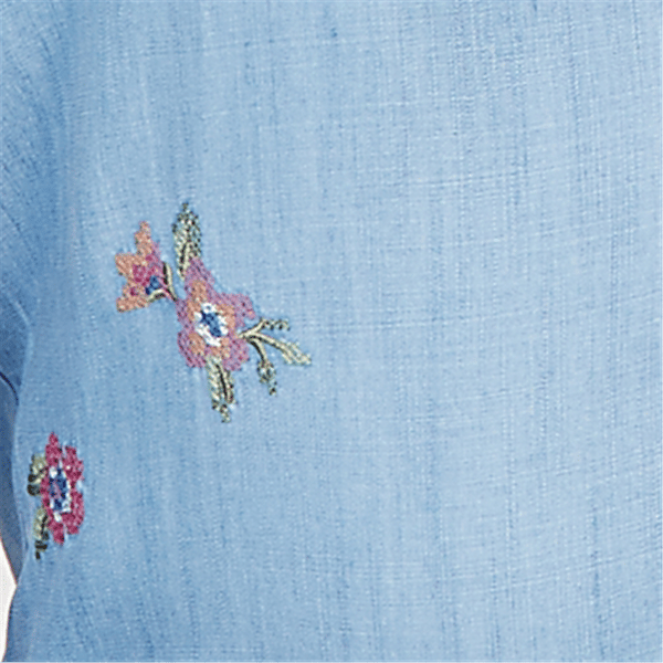 Womens Alfred Dunner Beachcomber Floral Embroidery Blouse