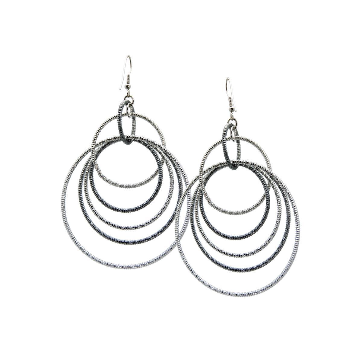 Guess Multi-Textured Orbital Fish Hook Hoop Earrings