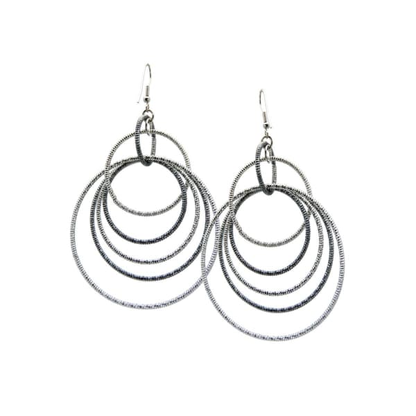 Guess Multi-Textured Orbital Fish Hook Hoop Earrings - image 