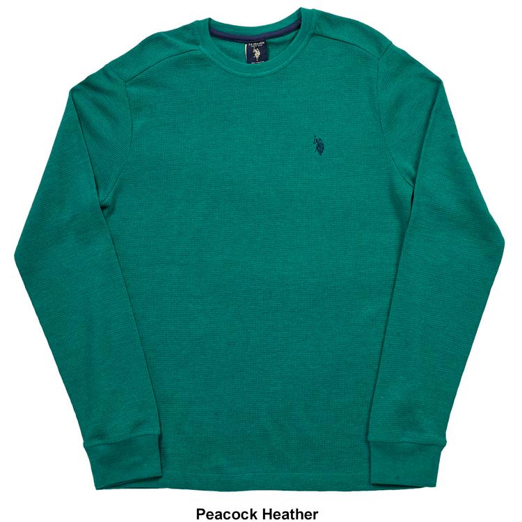 Mens U.S. Polo Assn.® Solid Crew Neck Waffle Knit Thermal
