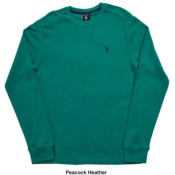 Mens U.S. Polo Assn.® Solid Crew Neck Waffle Knit Thermal