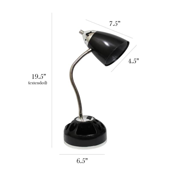 LimeLights Flossy Lazy Susan Charging Outlet Organizer Desk Lamp