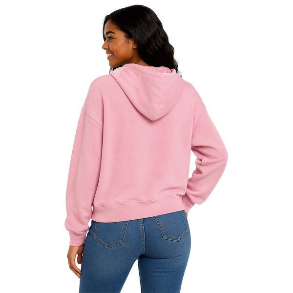 Juniors No Comment Fleece Leaf Lined Hoodie - Pink