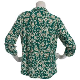 Womens Emily Daniels 3/4 Sleeve Two Pocket Scroll Henley Blouse