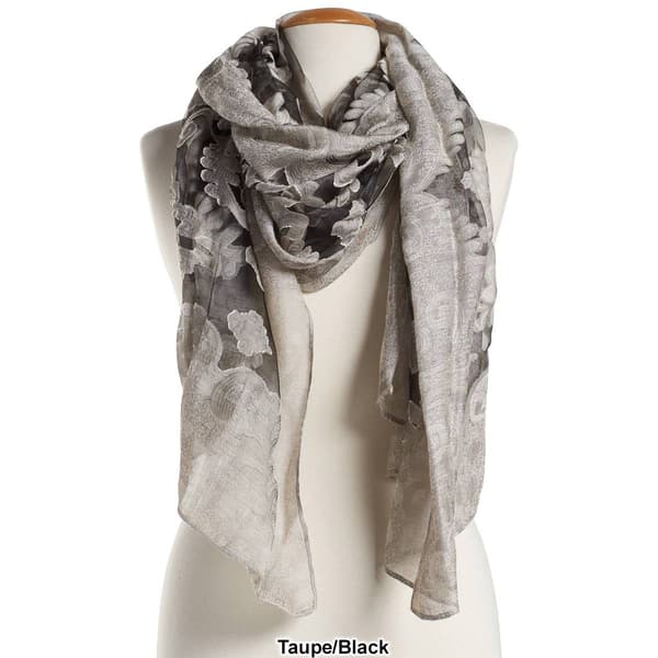 Womens Jessica McClintock Brocade Sheer Shawl with Solid Border
