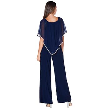 Womens MSK Sheer Overlay Rhinestone Trim Jumpsuit - Boscov's