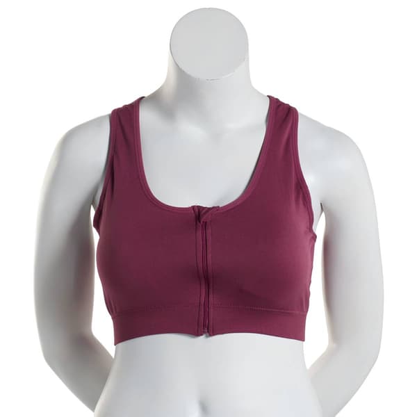 Plus Size Shadow Sport Seamless Zip Front Sports Bra - image 