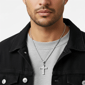 Mens Iron Saints Textured Silver Cross Box Chain Necklace - image 5