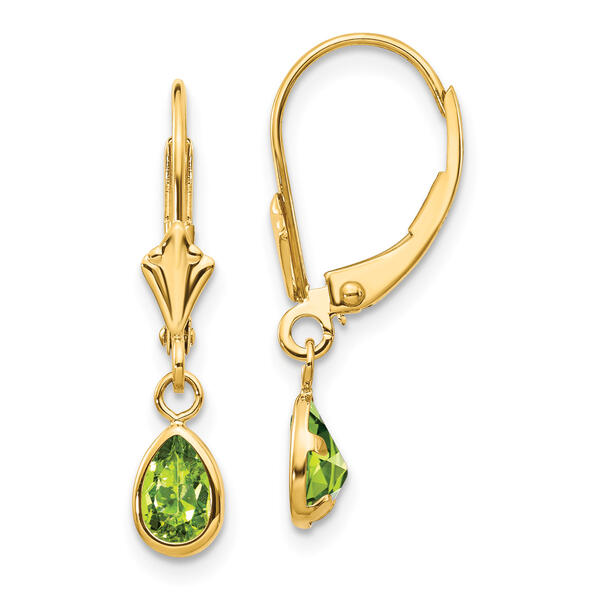 Gemstone Classics&#40;tm&#41; 14kt. Gold Pear Peridot Dangle Earrings - image 