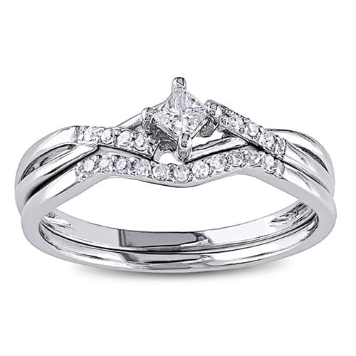 Loveblooms™ White Gold Princess Cut Bridal Ring Set