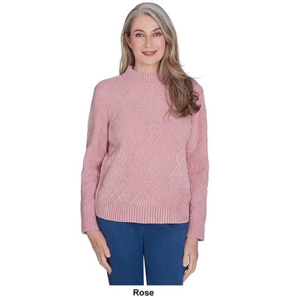 Womens Alfred Dunner Classics Diamond Stitch Pullover Sweater