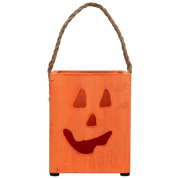 Northlight Seasonal 6.25in. Wood Jack O Lantern Candle Lantern - image 