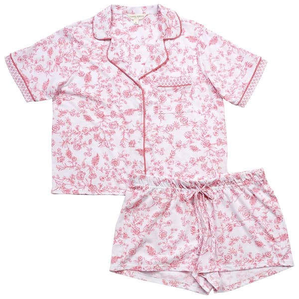 Womens Laura Ashley Short Sleeve Toile Boxy Shorty Pajama Set - image 