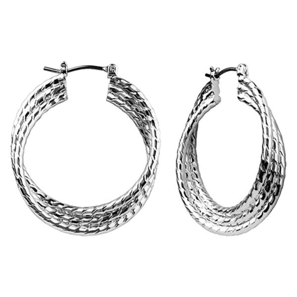 Roman Silver-Tone Thick Twist Hoop Earrings - image 
