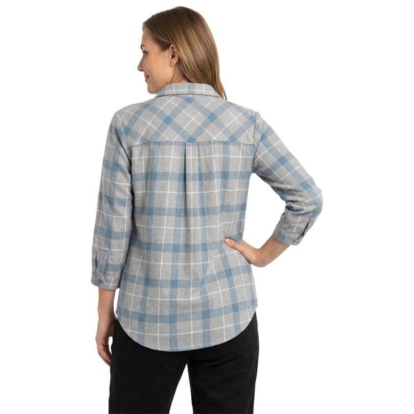 Petites Emily Daniels 3/4 Sleeve Plaid Pocket Blouse