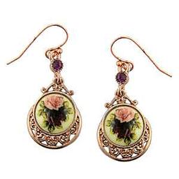 1928 Rose Gold/Amethyst Flower Earrings
