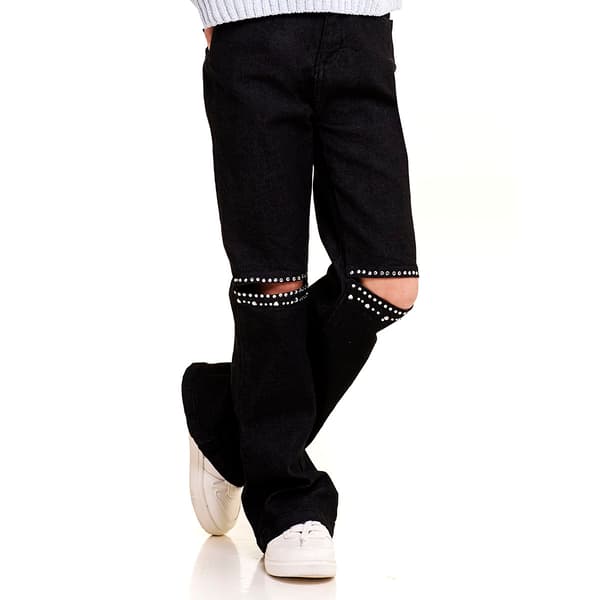 Girls &#40;7-16&#41; Wallflower&#40;R&#41; Girl Hailey Flare Rhinestone Knee Jeans - image 