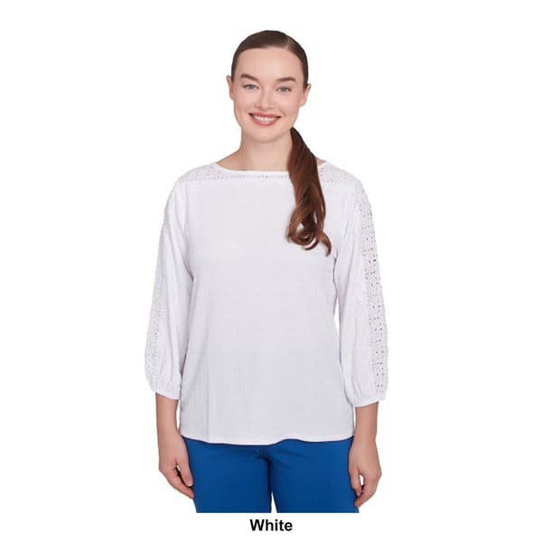 Womens Ruby Rd. Bella Vista Blouse Knit Top with Lace Trim