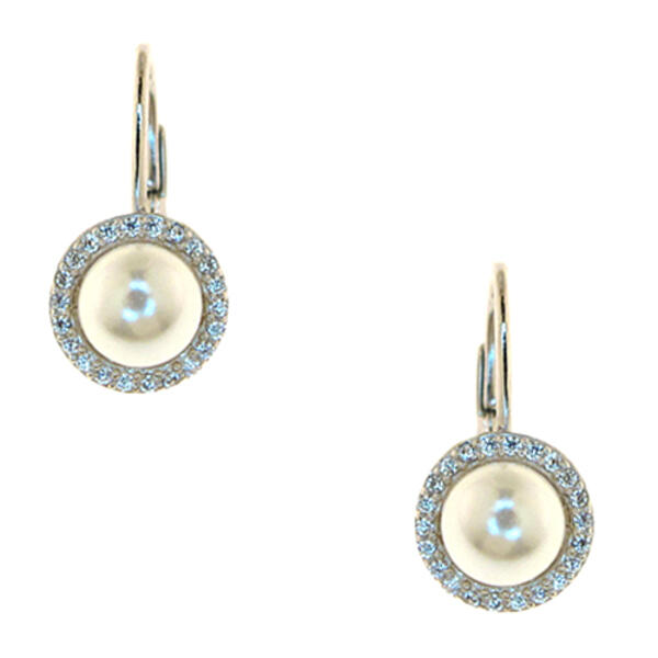 Sterling Silver Pear and Cubic Zirconia Halo Earrings - image 