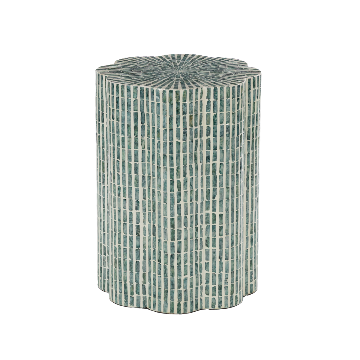 9th & Pike(R) Traditional Blue Capiz Shell Accent Table