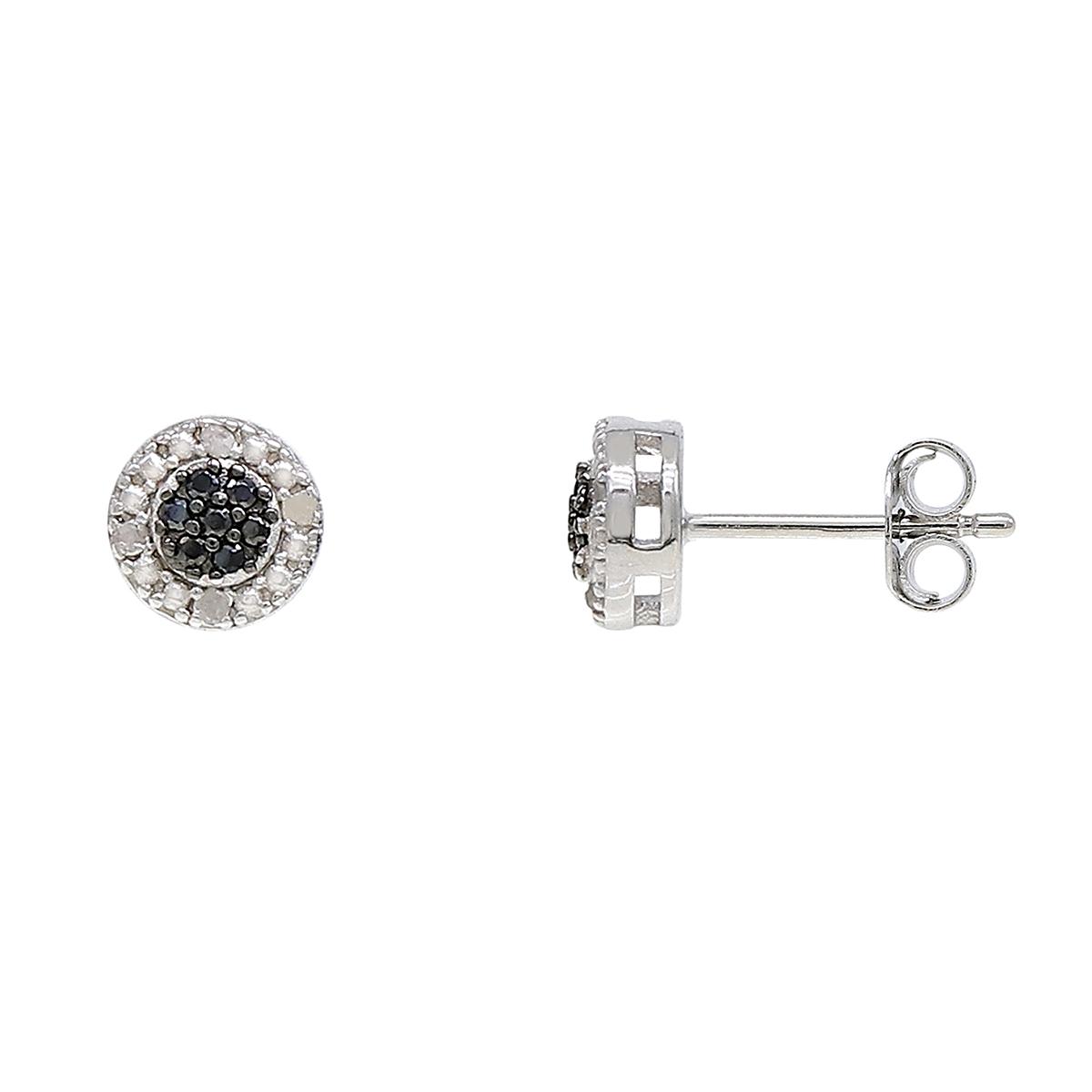Gianni Argento Black/White Diamond Cubic Zirconia Stud Earrings