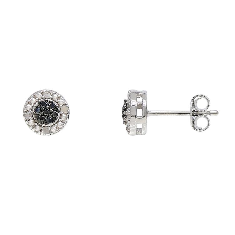 Gianni Argento Black/White Diamond Cubic Zirconia Stud Earrings