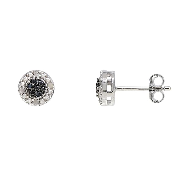 Gianni Argento Black/White Diamond Cubic Zirconia Stud Earrings - image 