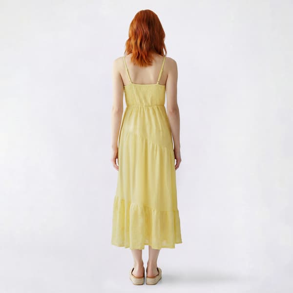 Juniors No Comment Eyelet Smock Bodice Mix Tiered Midi Dress