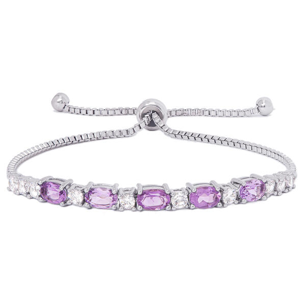 Gemstone by Gianni Argento Lab Amethyst Oval Adjustable Bracelet - image 
