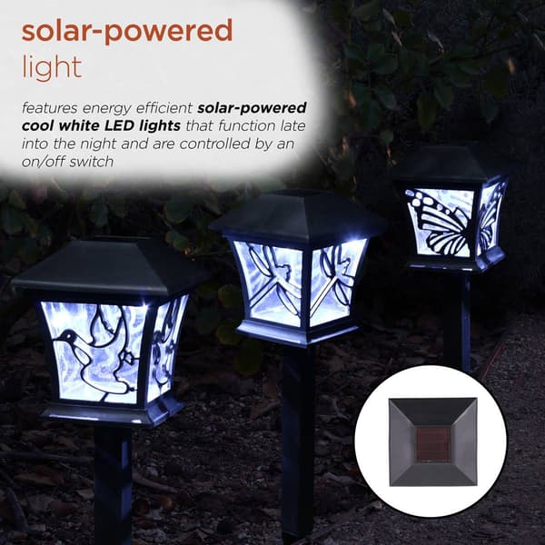 Alpine Solar Butterfly/Dragonfly/Bird Pathway Lights - Set of 3