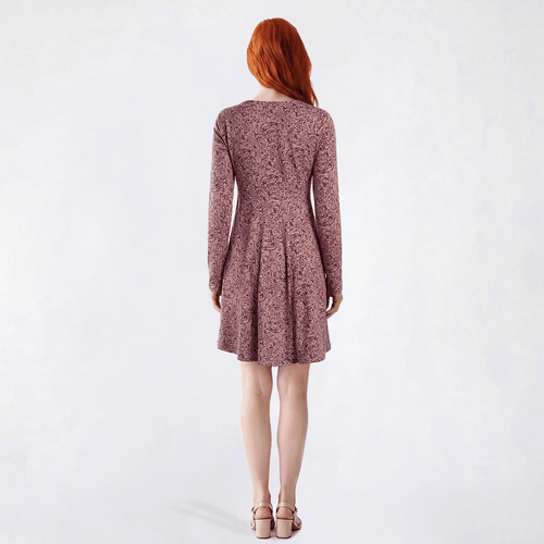 Juniors Wallflower Floral Long Sleeve Fit & Flare Dress- Lilac