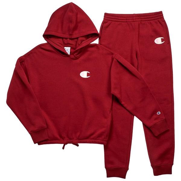 Girls (7-16) Champion(R) Floral Varsity Letter Hoodie & Joggers Set - image 