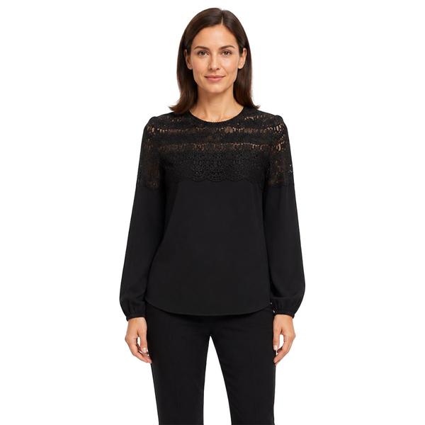 Womens Zac & Rachel Long Puff Sleeve Embroidered Blouse