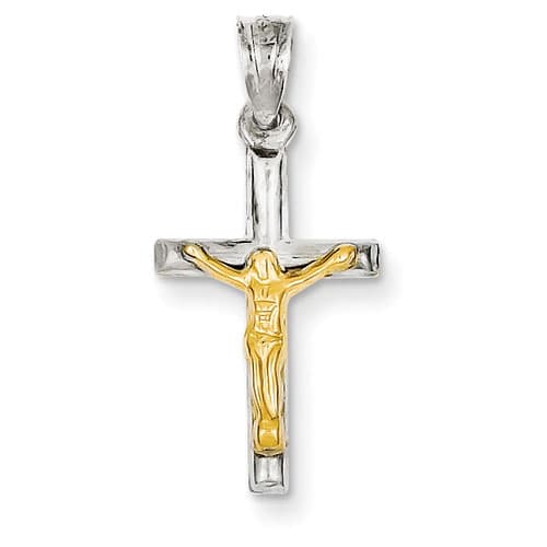 Unisex Gold Classics(tm) 14kt. Hollow Crucifix Charm Pendant - image 