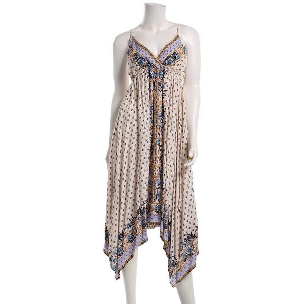Juniors Angie Floral Scarf Hanky Hem Midi Slip Dress - image 