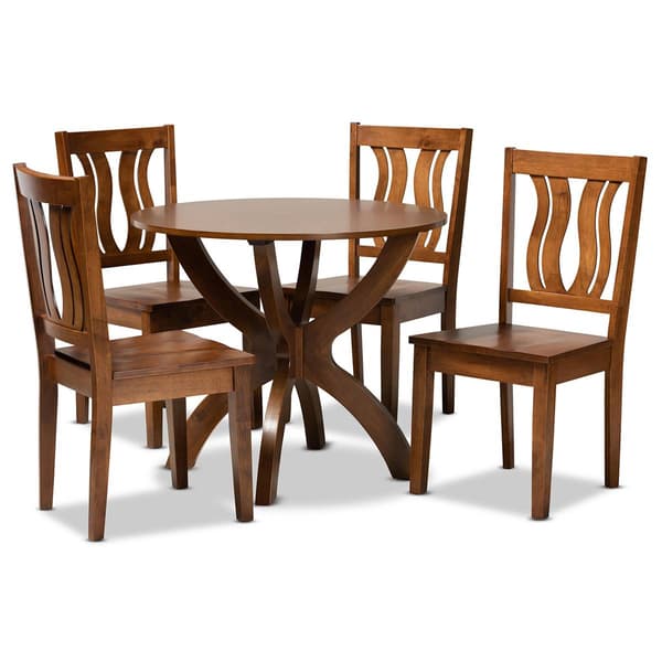 Baxton Studio Karla Walnut Brown Finish Wood 5pc. Dining Set - image 