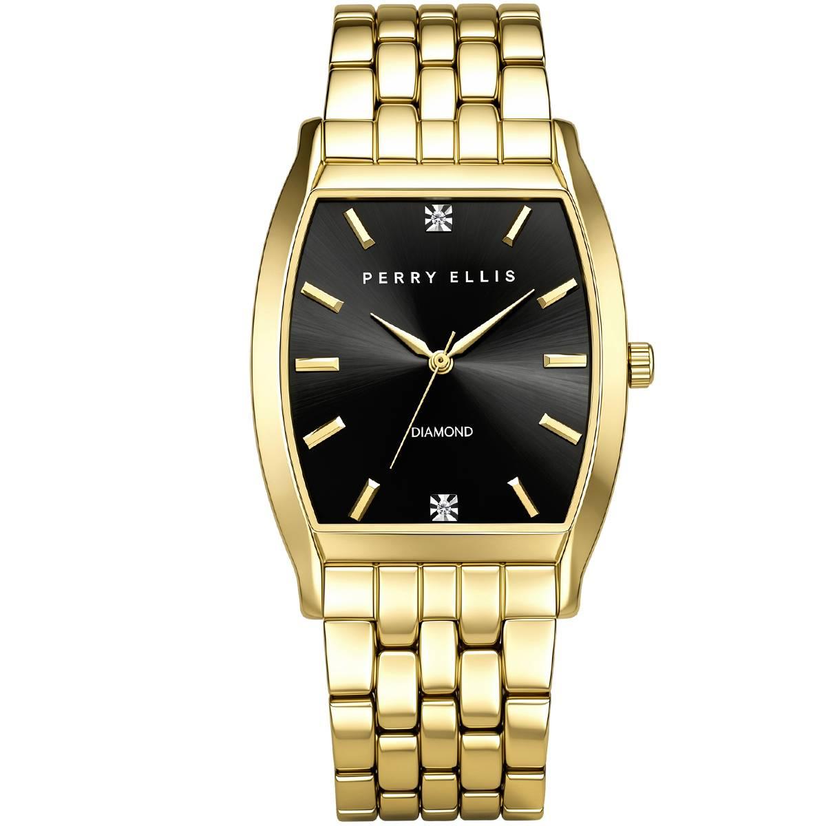 Mens Perry Ellis Yellow Diamond Dial Bracelet Watch - PE0018GD.UK