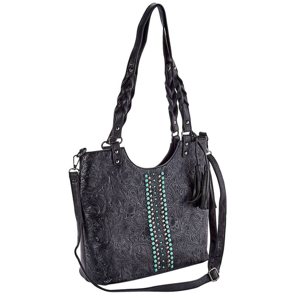Sam & Hadley Braided Handle Tooled Tote