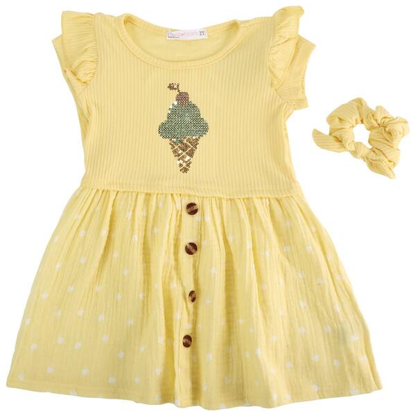 Toddler Girl Young Hearts Ice Cream Dress w/ Scrunchie - image 