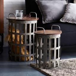 Melrose Rustic Accent Side Basket Tables - Set of 2