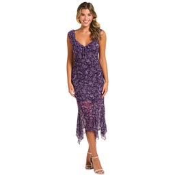 Juniors No Comment Ruffle Strap Godet Hanky Midi Dress-Blackberry