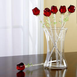 Home Essentials Red Roses with Vase Set of 6