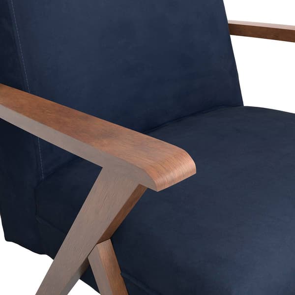Coaster Monrovia Dark Blue and Walnut Wooden Arms Accent Chair