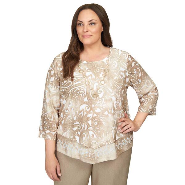 Plus Size Alfred Dunner Mulberry Street Paisley Jacquard Blouse - image 