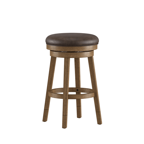 HH2 Home Raine Wood Backless Adjustable Height Swivel Stool