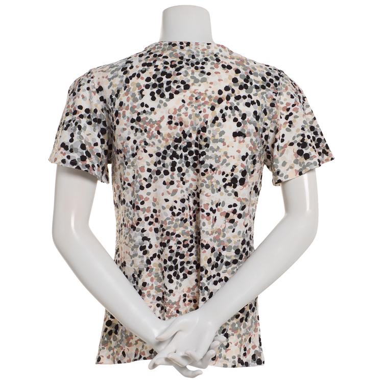 Plus Size Emily Daniels Short Sleeve 3/4 Zip Dot Jacquard Blouse